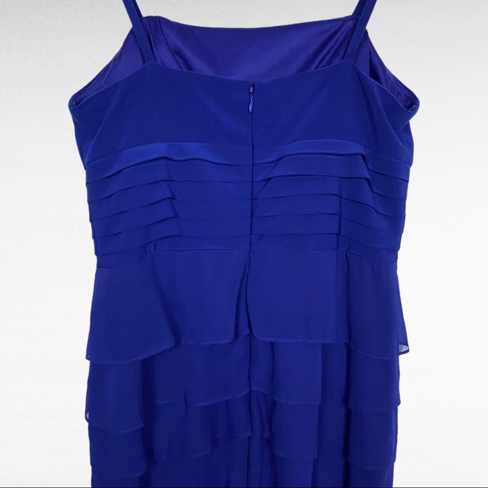 Jessica Howard | Royal Blue Strapless Layered Cocktail Dress & Cropped Bolero - Picture 8 of 16